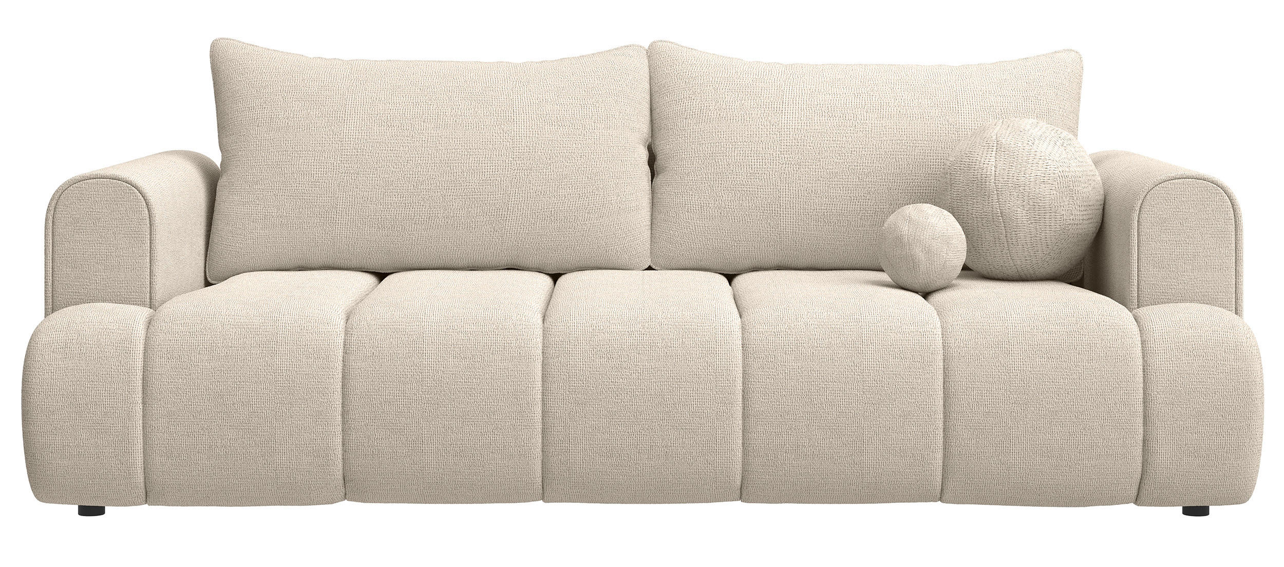 3-SITZER-SOFA Dandelino Hellbeige mit Schlaffunktion - Ecru/Schwarz, Kunststoff/Textil (250/90/112cm) - Selsey