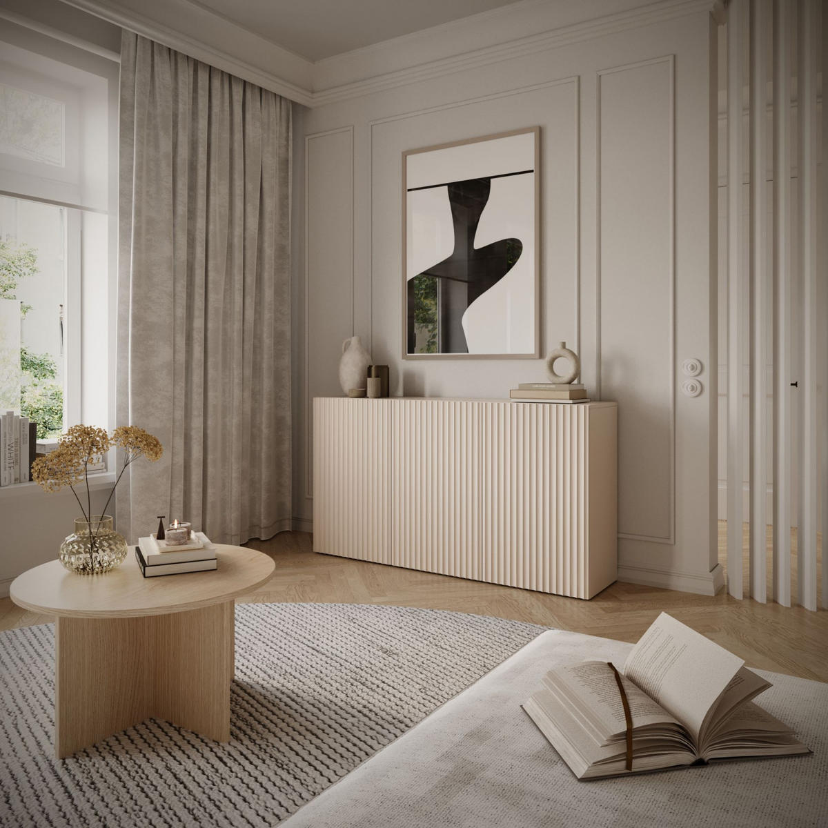 SIDEBOARD Sunds Kaschmirbeige 150 cm - Taupe/Beige, Holzwerkstoff (150/81/35cm) - Selsey