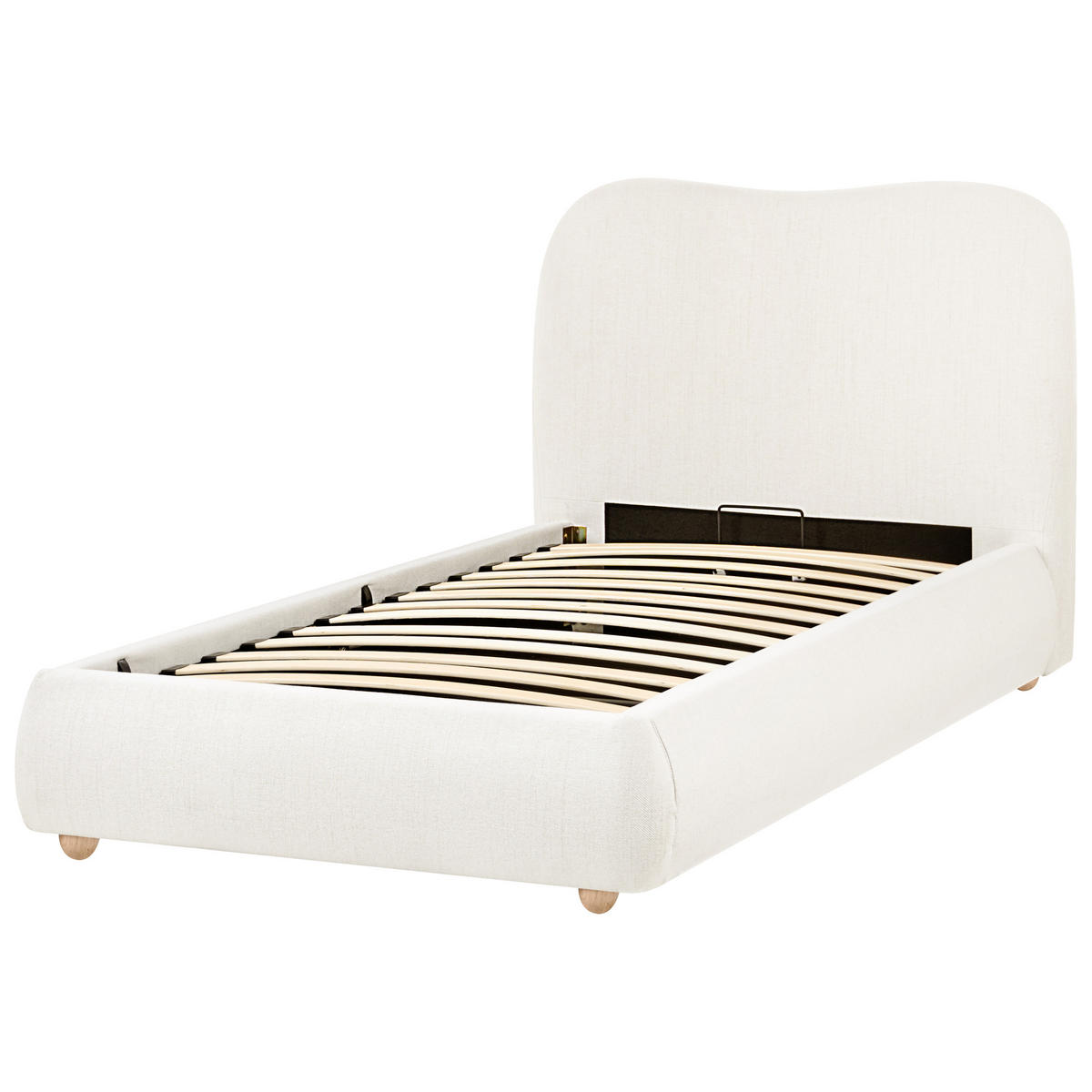 POSTEL s úložným prostorem 90/200 cm Látka Krémově bílá Blagnac - krémová, textil (90/200cm) - Beliani