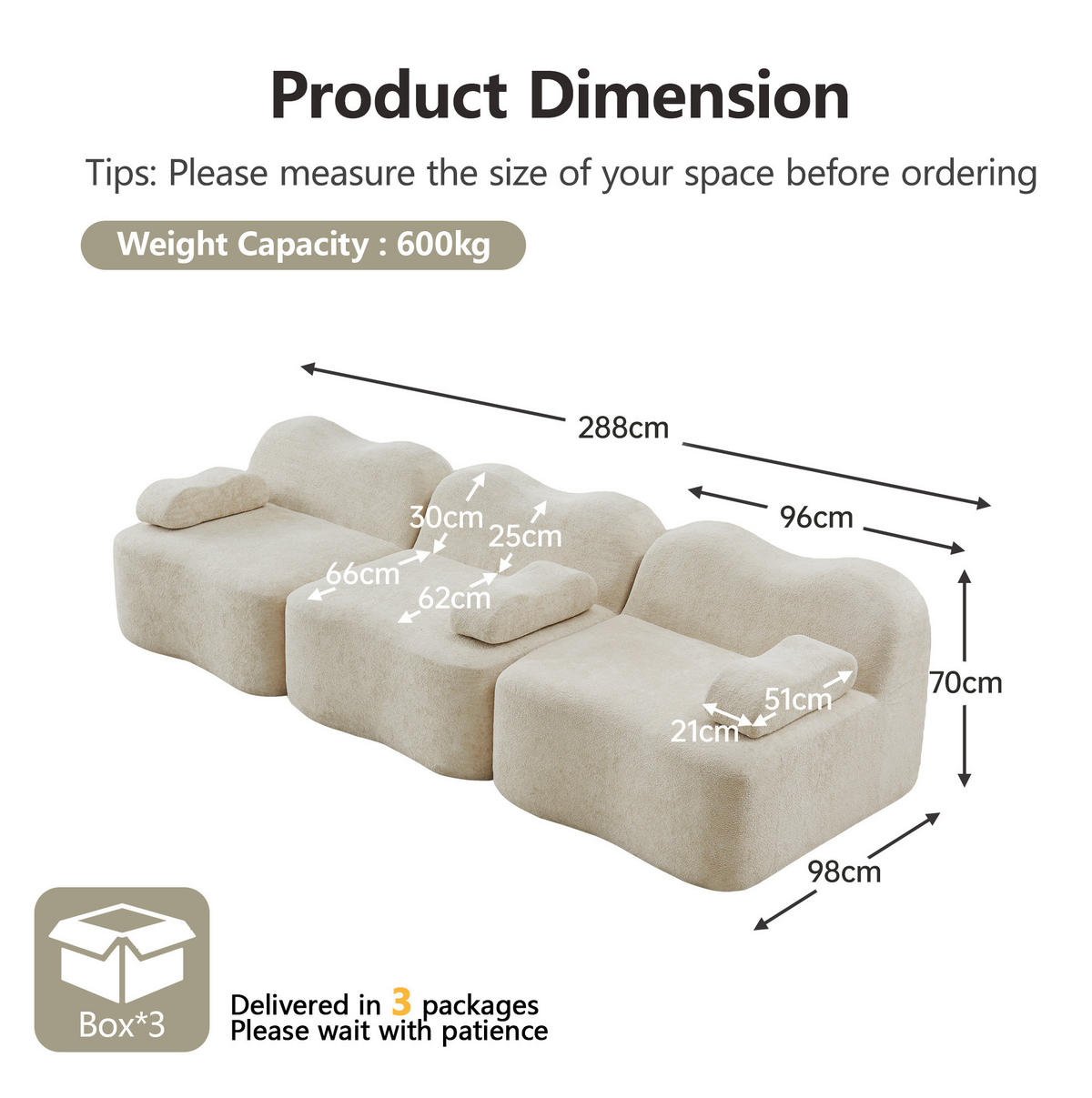 3-SITZER Modulares Sofa beige aus Samt mit tiefer Sitzfläche - Beige, Textil (98/70/288cm) - Modenvie