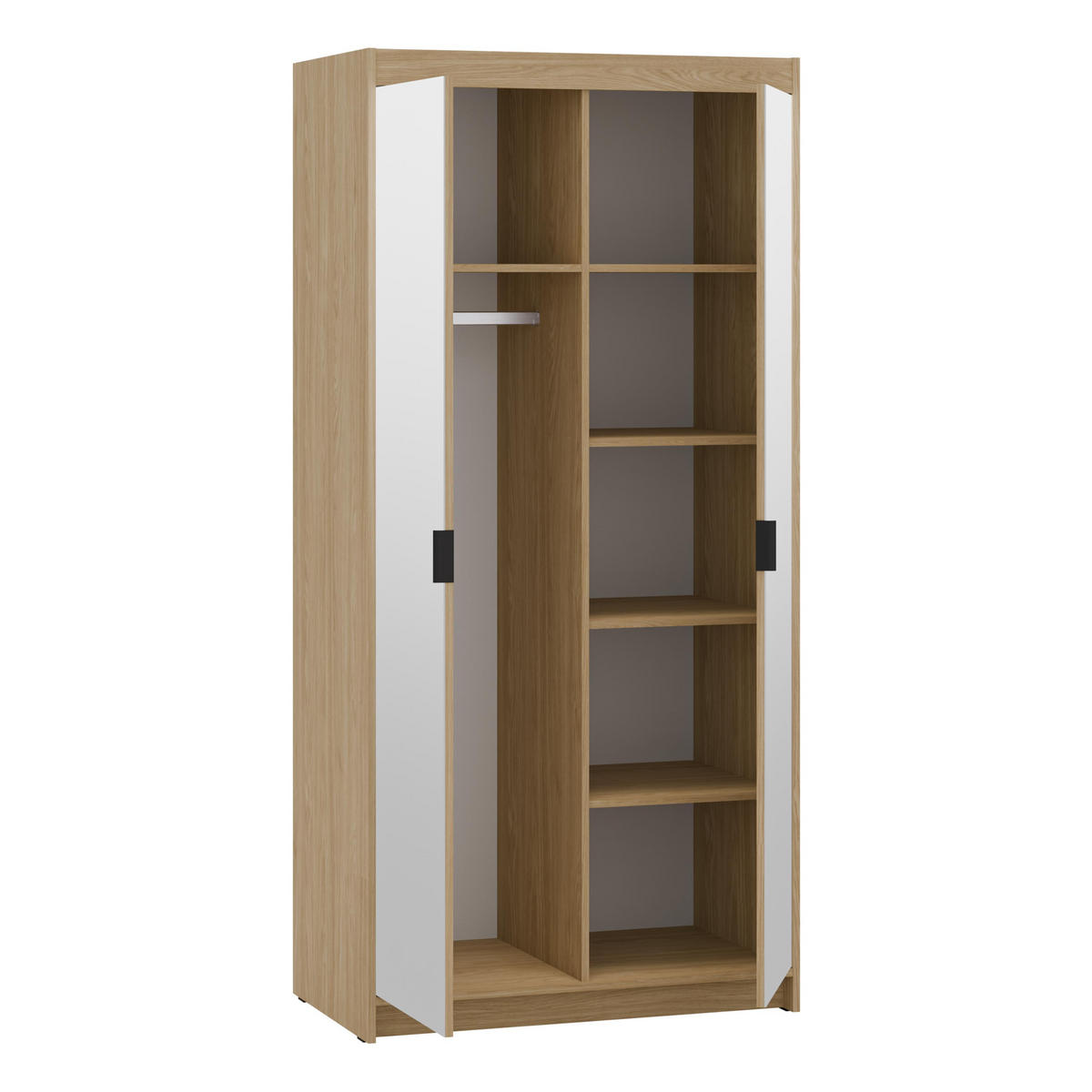 KLEIDERSCHRANK Storicos Geölte Eiche 89,7/190,5/53 cm - 2T Modern mit Spiegel - Eichefarben, Holzwerkstoff/Kunststoff (89.7/190.5/53cm) - AX Living