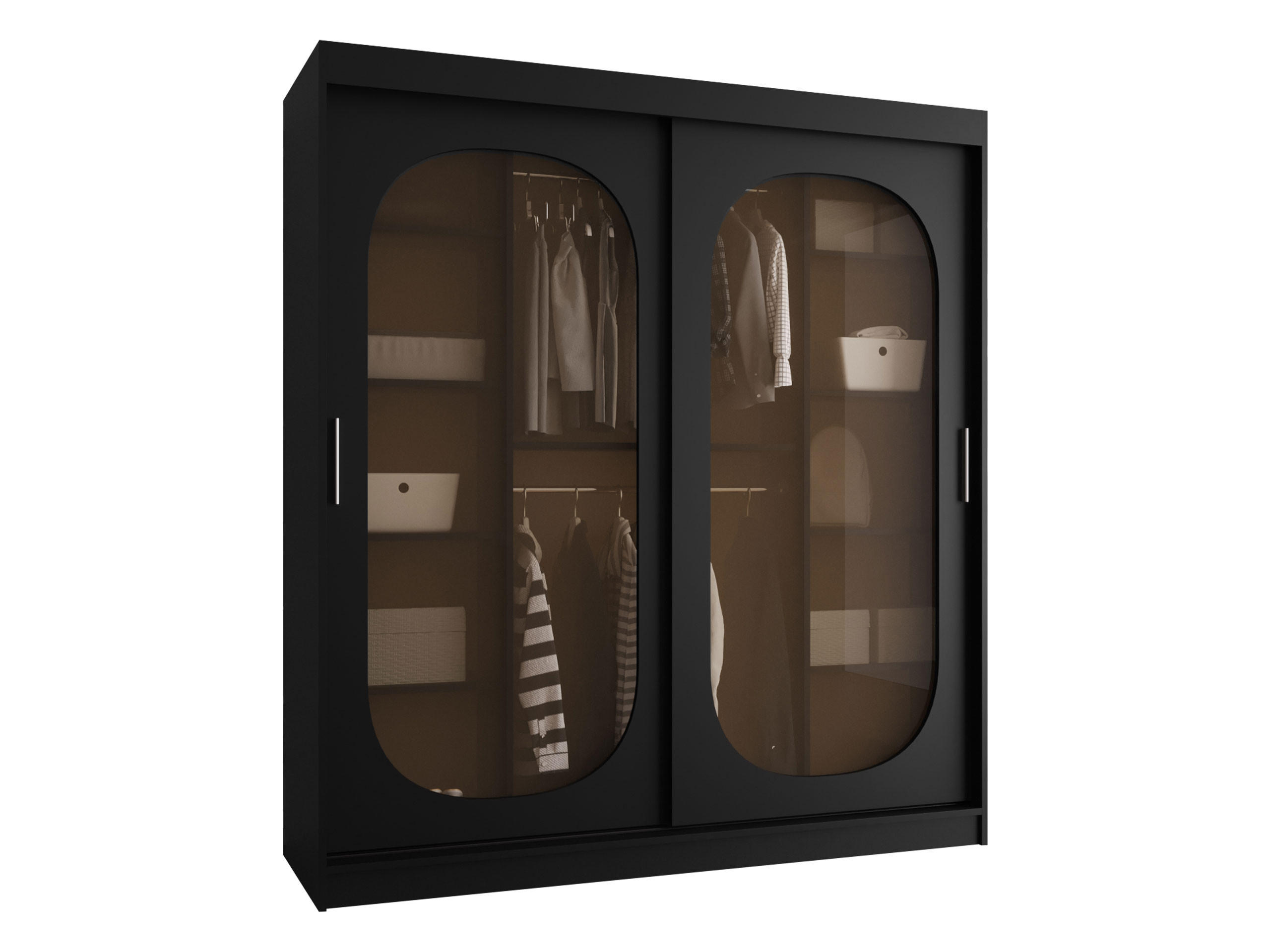 SCHWEBETÜRENSCHRANK Bahrajn 180 mit Schubladen - Silberfarben/Schwarz, Holzwerkstoff/Kunststoff (180/200/62cm) - MIRJAN24