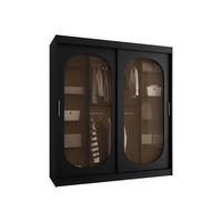 SCHWEBETÜRENSCHRANK Bahrajn 180 mit Schubladen - Silberfarben/Schwarz, Holzwerkstoff/Kunststoff (180/200/62cm) - MIRJAN24