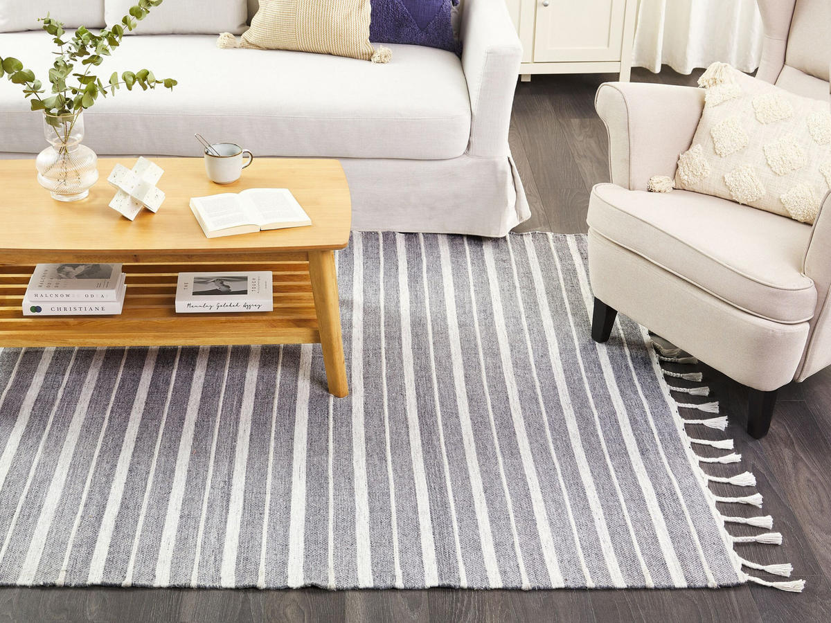 OUTDOOR-TEPPICH Bademli 230/160 cm - Grau, Kunststoff (160/230cm) - Beliani