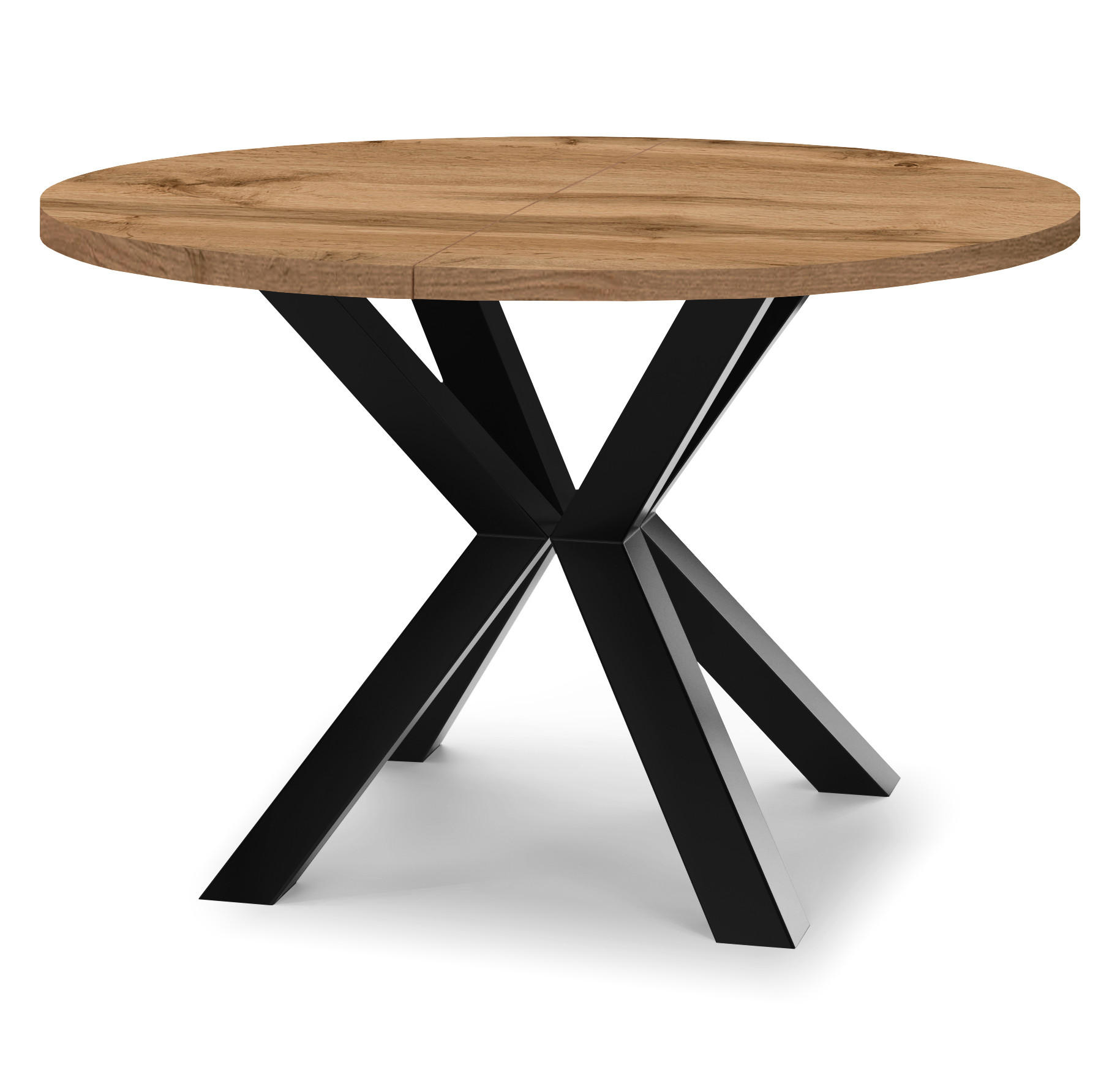 ESSTISCH RAL mit Holzbeinen, Durchmesser: 110 / 160 cm Eiche Wotan / Schwarz - Eiche Wotan/Schwarz, Holz (110/160/77cm) - Dekori_Interiors