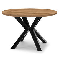 ESSTISCH RAL mit Holzbeinen, Durchmesser: 90 / 140 cm Eiche Wotan / Schwarz - Eiche Wotan/Schwarz, Holz (90/140/77cm) - Dekori_Interiors