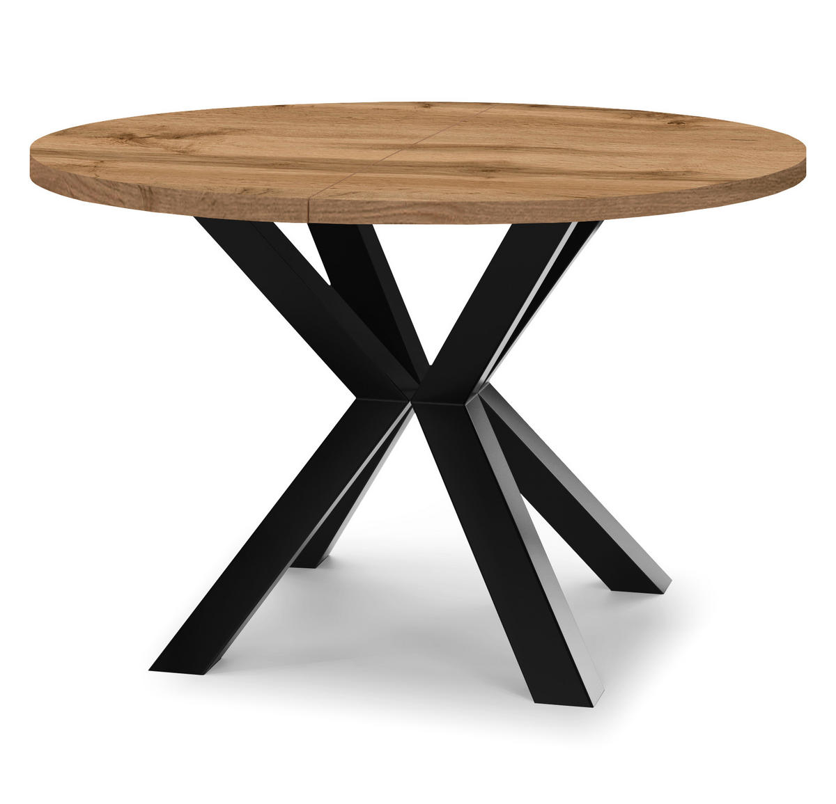 ESSTISCH RAL mit Holzbeinen, Durchmesser: 90 / 140 cm Eiche Wotan / Schwarz - Eiche Wotan/Schwarz, Holz (90/140/77cm) - Dekori_Interiors