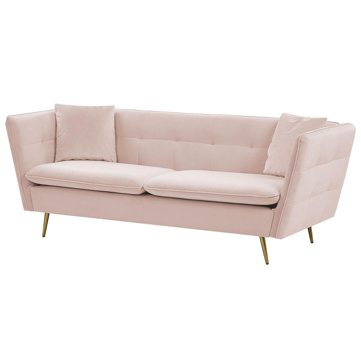 3-SITZER-SOFA Samtstoff Pastellrosa Frederica - Rosa, Textil (200/77/80cm) - Beliani
