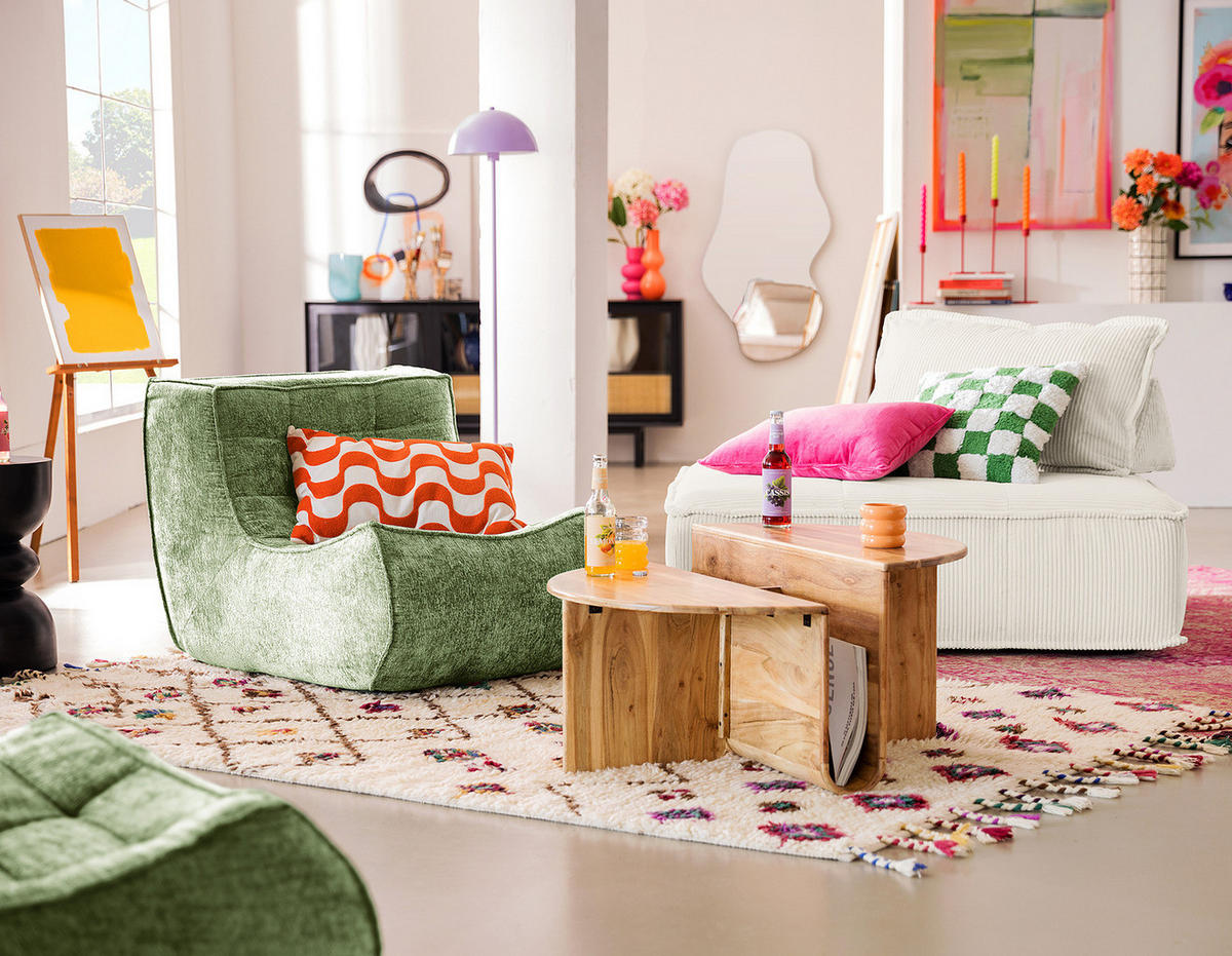SESSEL - Bouclé - Grün, Textil (87/70/102cm) - home24