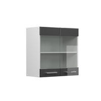 KÜCHENGLASSCHRANK R-Line Anthrazit Hochglanz 60 cm - Weiß Hochglanz/Anthrazit, Holzwerkstoff (60/60/31cm) - Vicco