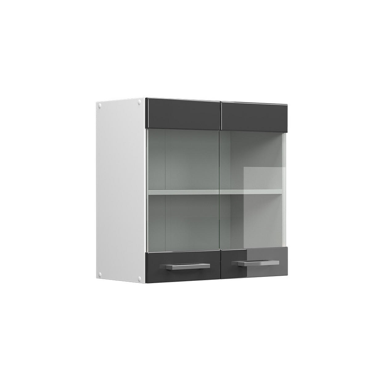 KÜCHENGLASSCHRANK R-Line Anthrazit Hochglanz 60 cm - Weiß Hochglanz/Anthrazit, Holzwerkstoff (60/60/31cm) - Vicco