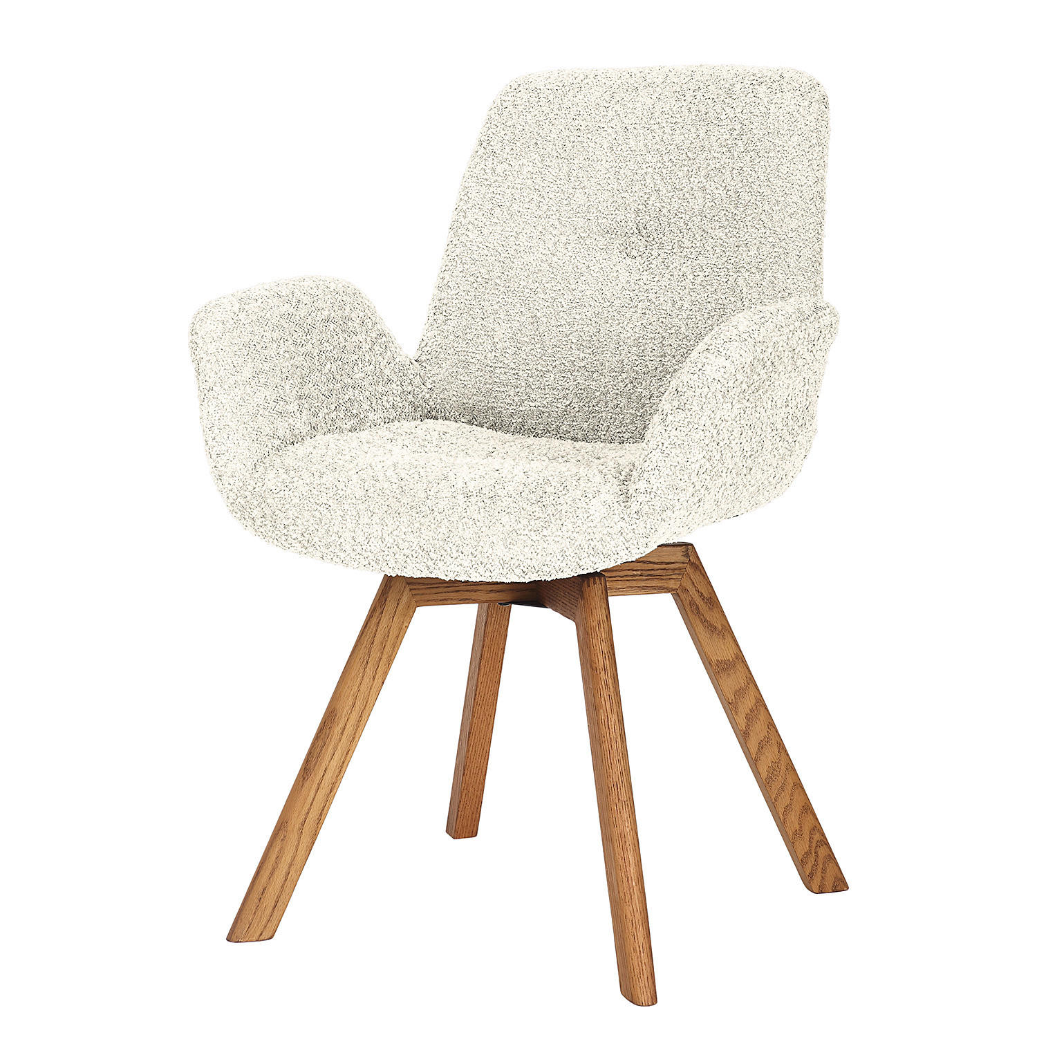 POLSTERSTUHL - Massivholz / Textil - Eiche - Weiß, Eichenholz/Holz (61/84/61cm) - home24