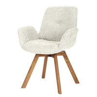 POLSTERSTUHL - Massivholz / Textil - Eiche - Weiß, Eichenholz/Holz (61/84/61cm) - home24