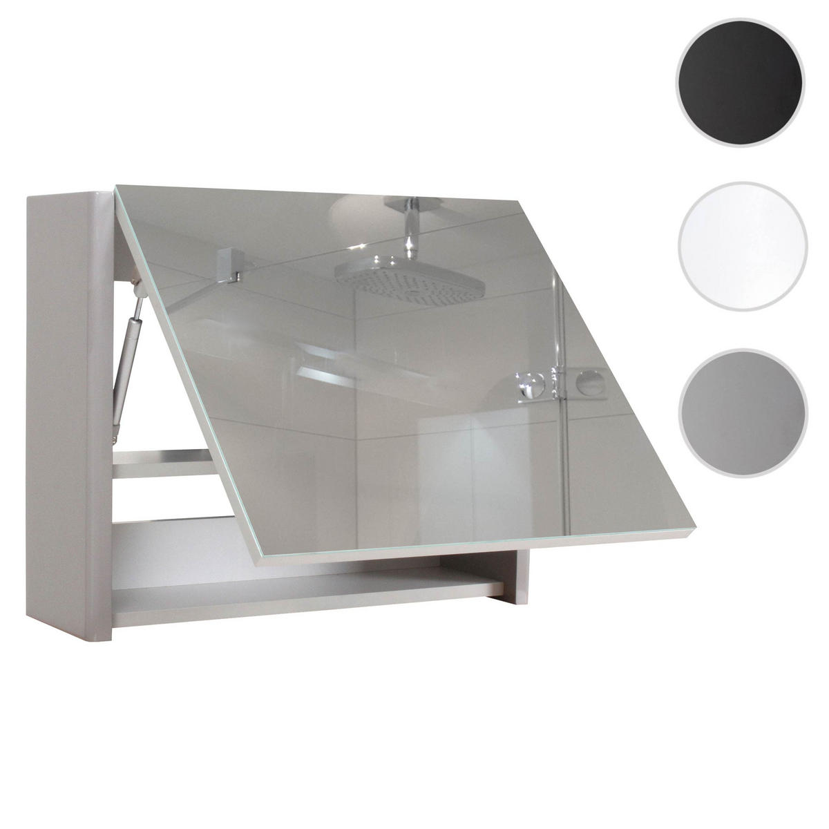 SPIEGELSCHRANK Hochglanz Hellgrau - Grau, Holz (59/48/18cm) - MCW