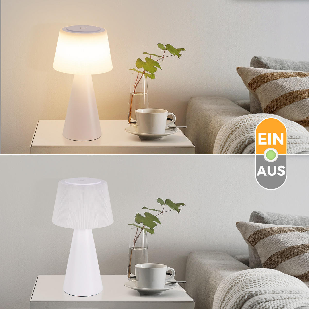 LED TISCHLEUCHTE Nathaniel - Weiß, Kunststoff (13/13/26cm) - Nettlife