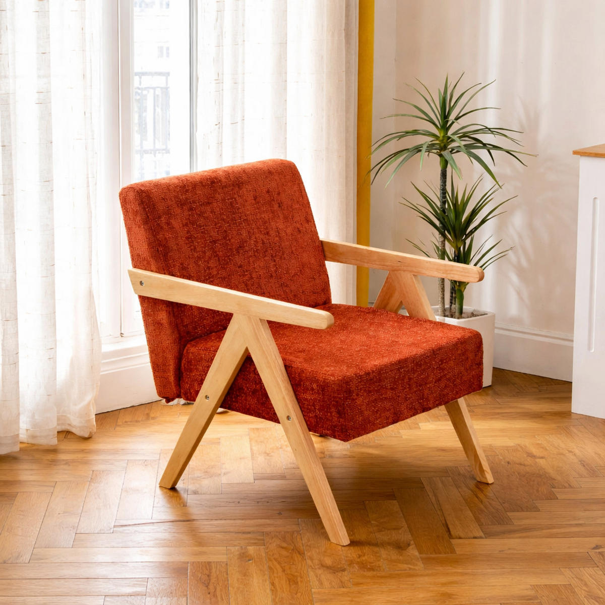 SESSEL Holz Terrakotta - Rot, Holz (64/80/60cm) - Nordlys