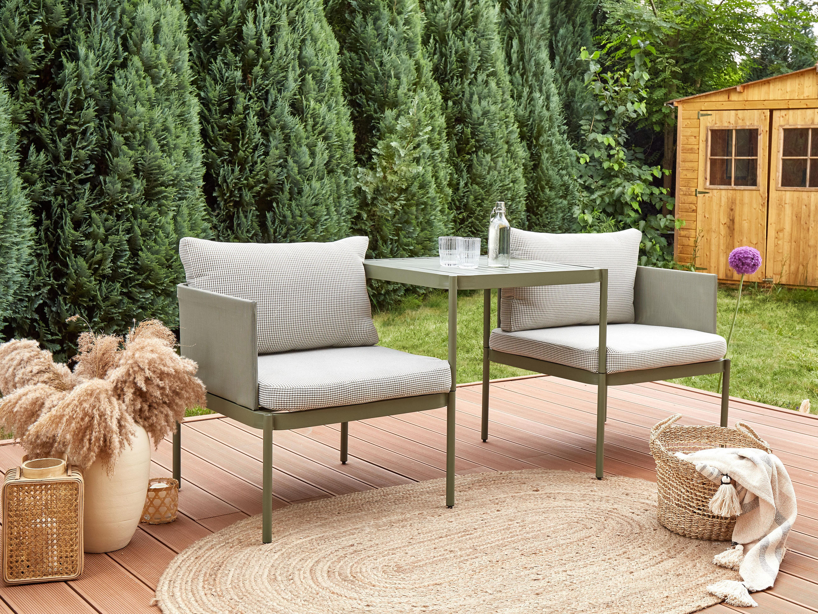 Thumbnail - Beliani Lounge, Grün, Metall, 2-Sitzer, Loungemöbel, Gartenlounge-Sets