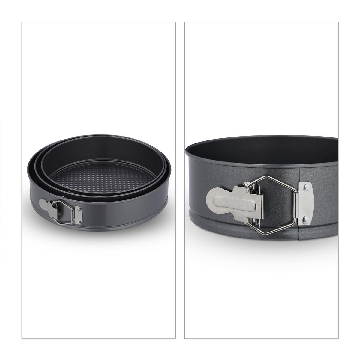 SPRINGFORM Set - Anthrazit, Metall (28/6.5/28cm) - Relaxdays