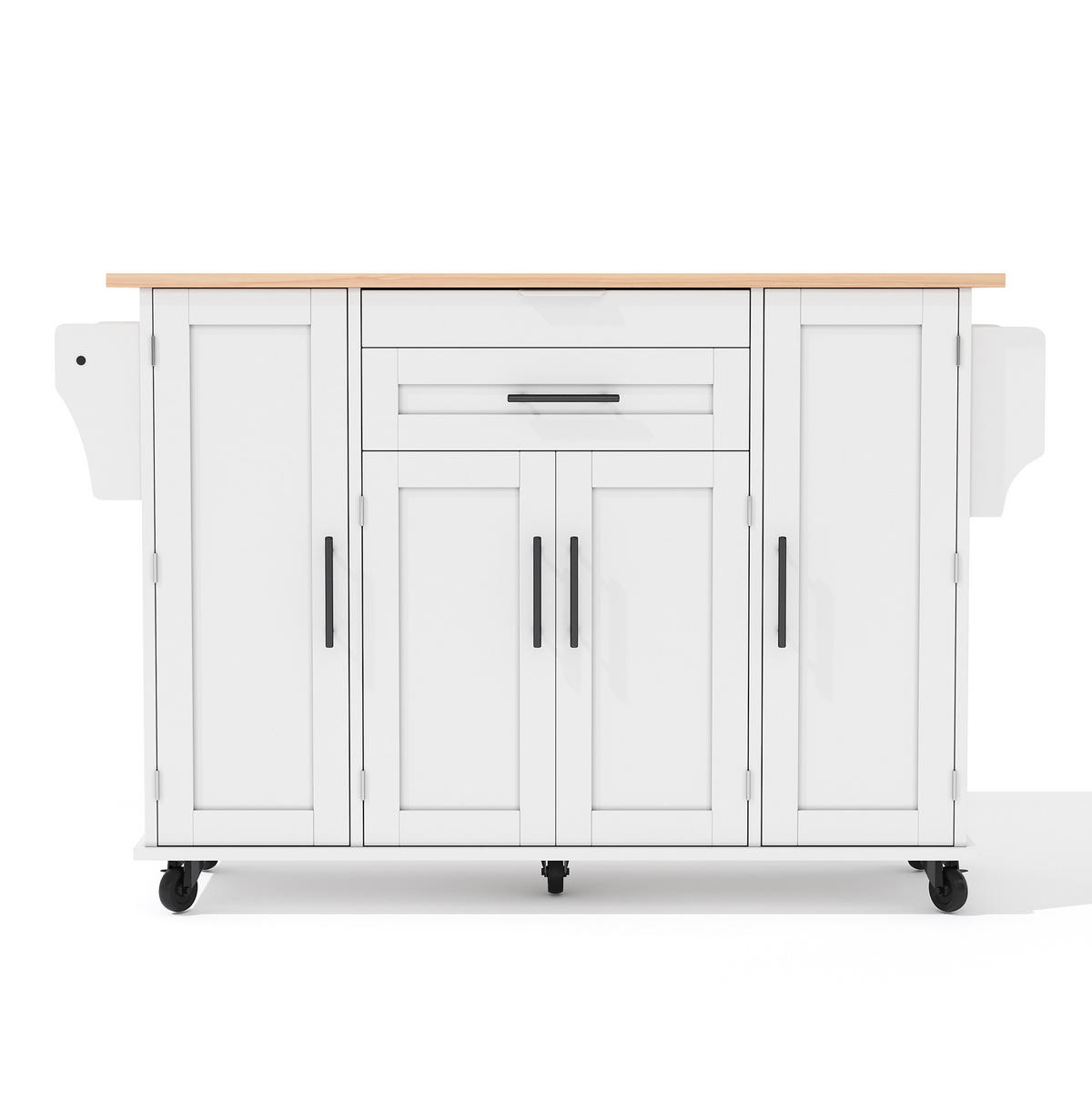 KÜCHENINSEL 136/70/92 cm aus MDF mit ausziehbarer Arbeitsplatte Weiß/Natur - Weiß, Holzwerkstoff (136/92/70cm) - Modenvie