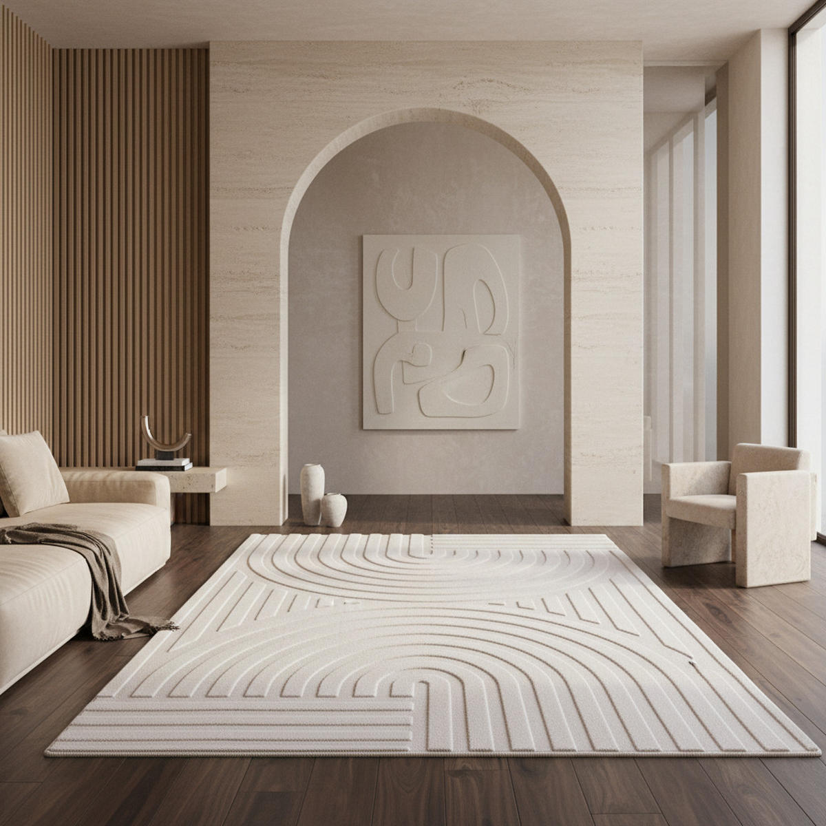 TEPPICH Waschbar Bohemian Modern Schlafzimmer Strapazierfähig Creme 140x200 cm OEKO-TEX – LAVAREDO - Beige, Textil (140/200cm) - KADIMA DESIGN