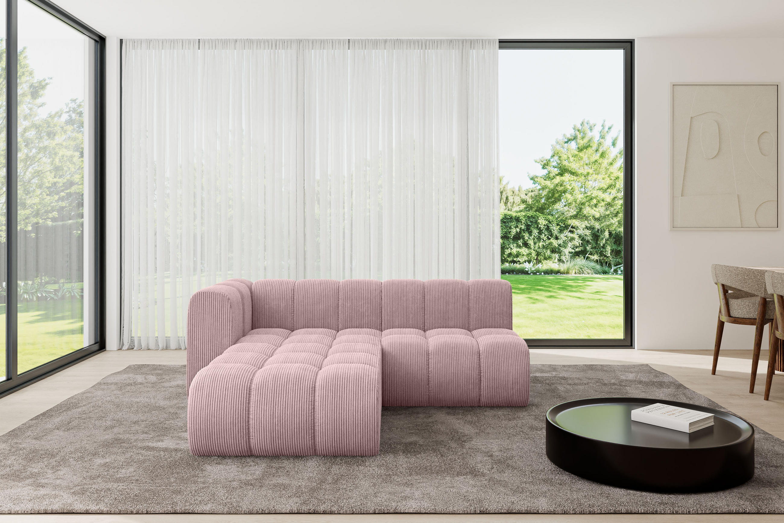 ECKSOFA modulares Sofa Darnel-L1 - 205x177x70 cm Rosa - Rosa, Holzwerkstoff/Textil (205/177cm) - ALTDECOR