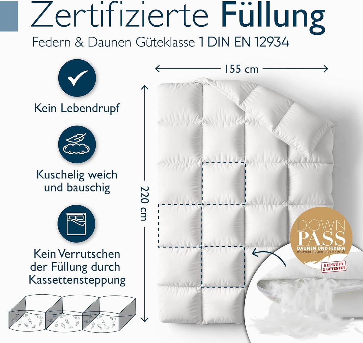 BETTDECKE BeauNuit WF 155x220cm Weiß - Weiß, Textil (155/220cm) - Beautissu 