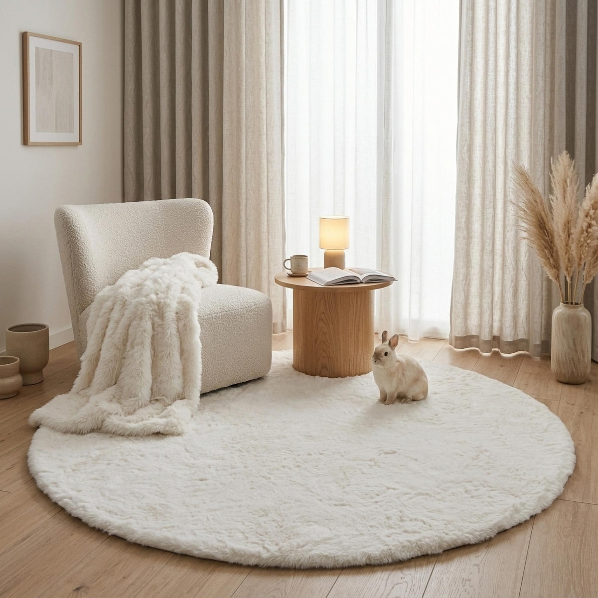 FELLTEPPICH CLOUD SUPER SOFT 120/120 cm Ivory Elfenbeinn - Creme, Textil (120/120cm) - Consilio Concept