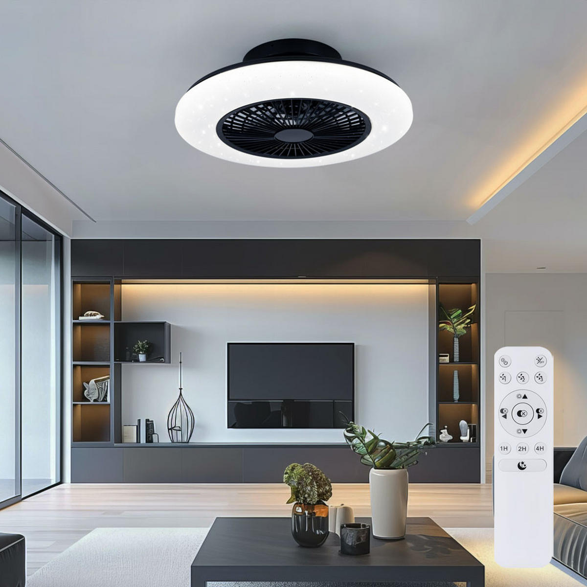 LED DECKENLEUCHTE STRALSUND Schwarz Kunststoff - Schwarz, Kunststoff (50/50/16cm)