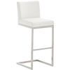 BARHOCKER Lederlook Weiß - Edelstahlfarben/Weiß, Textil/Metall (42/104/48cm) - CLP