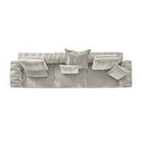 MODULSOFA SEPHI Silber Cord - Silberfarben/Schwarz, Kunststoff/Textil (375/62/109cm) - KAWOLA
