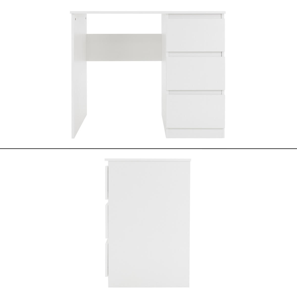 SCHREIBTISCH mit Unterschrank - Weiß, Holzwerkstoff (90/50/76cm) - ML-DESIGN