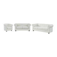 SOFAS 3-Sitzer, 2-Sitzer & Sessel - Kunstleder - Weiß - CHESTERFIELD - Weiß, Leder (205/72/88cm) - Vente-Unique
