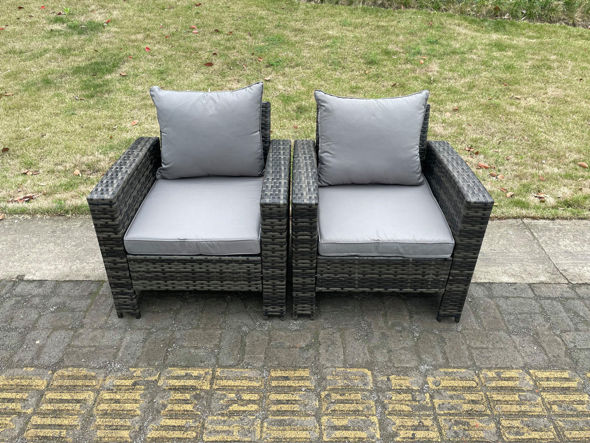 LOUNGESOFA SET Polyrattan 2-Sitzer - Dunkelgrau/Grau, Kunststoff/Metall - Fimous