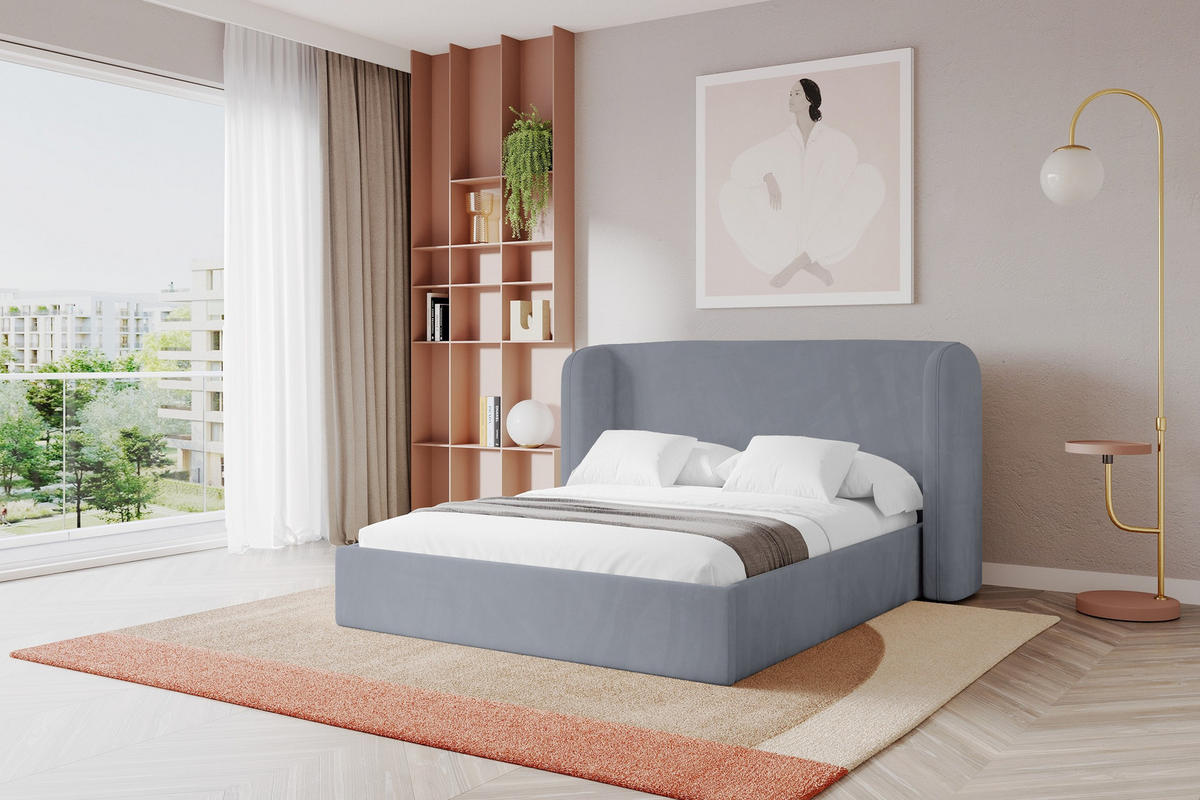 POLSTERBETT mit Bettkasten und Lattenrost, Boxbett ohne Matratze - ESTI 160x200 Grau - Grau, Holzwerkstoff/Textil (160/200cm) - ALTDECOR