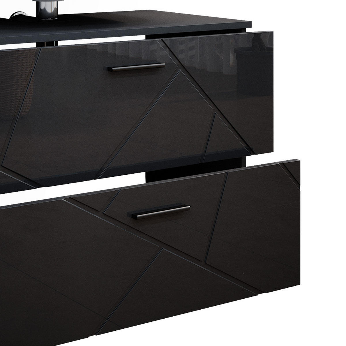 BADMÖBEL-SET Irma Anthrazit Hochglanz 5 Teile - Anthrazit, Holzwerkstoff (80/58.6/41cm) - Vicco