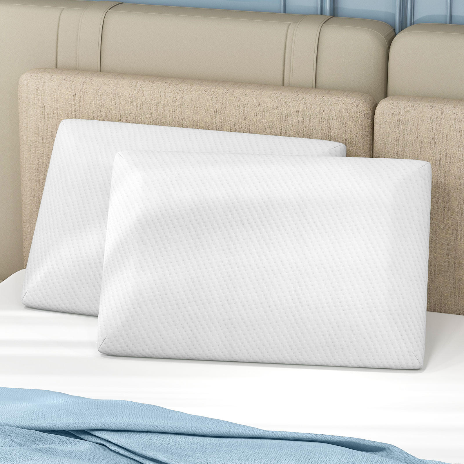 KOPFKISSEN 2er-Set Weiß - Weiß, Textil (40/60cm) - COSTWAY