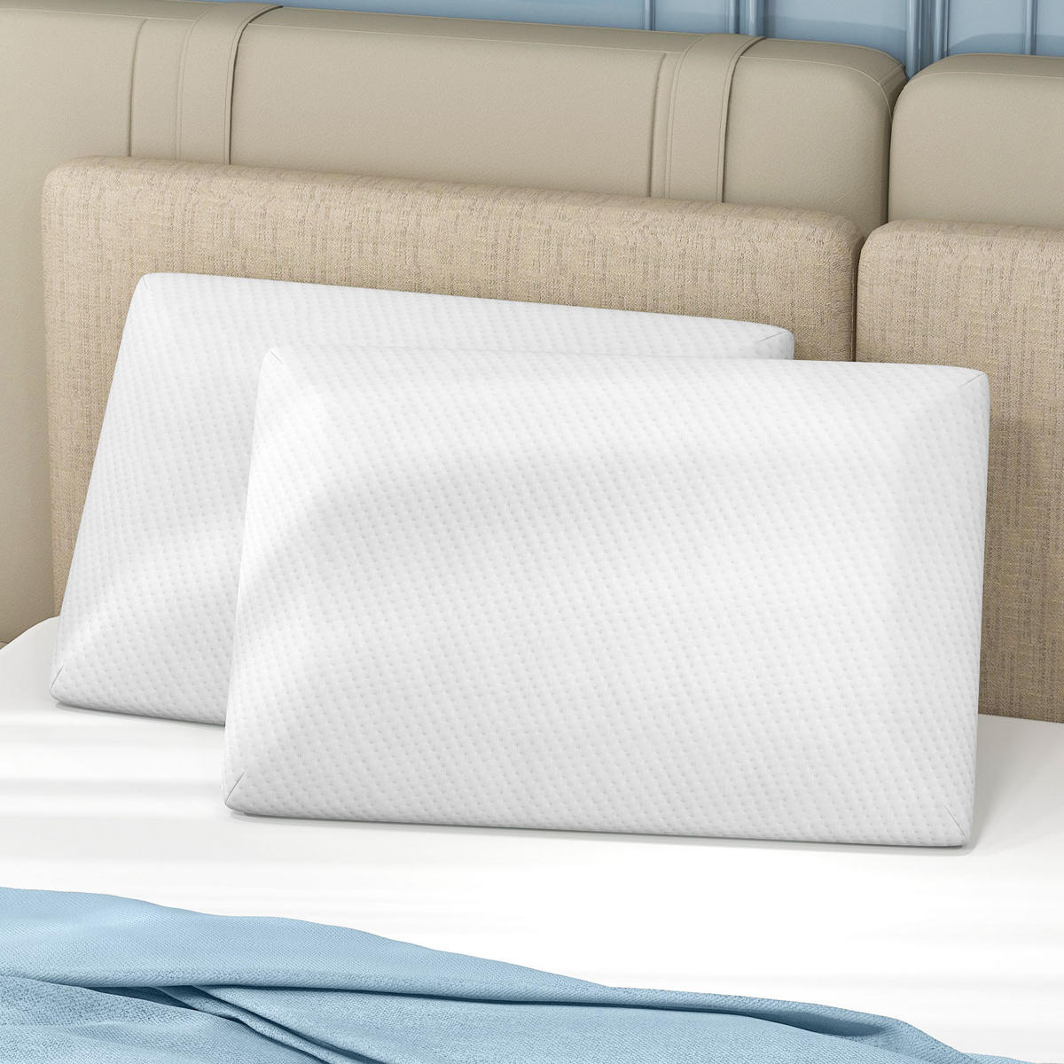 KOPFKISSEN 2er-Set Weiß - Weiß, Textil (40/60cm) - COSTWAY