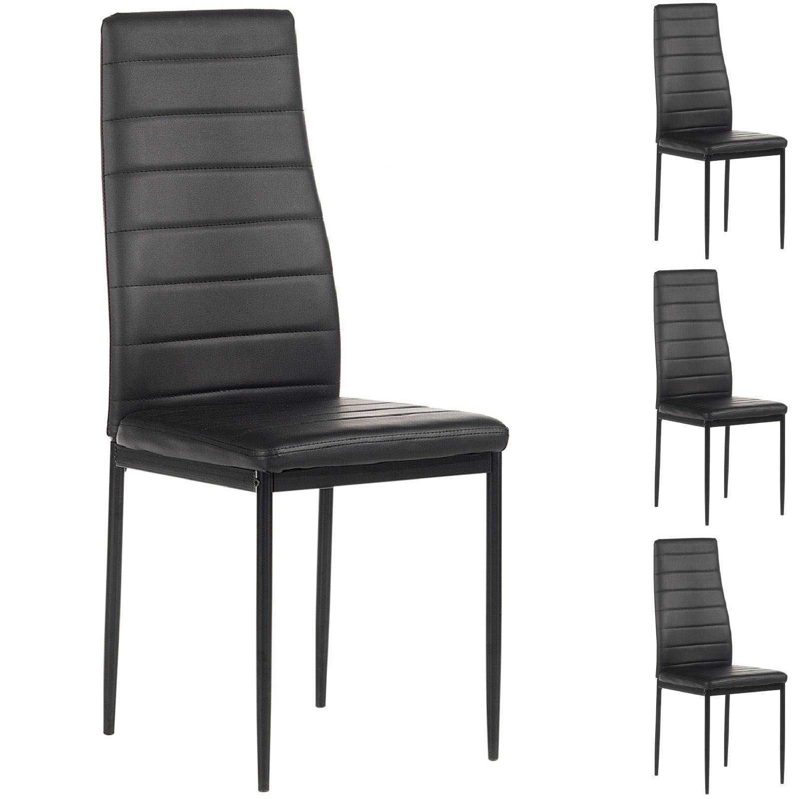 ESSZIMMERSTUHL NATHALIE 4ER-SET - Schwarz, Textil/Metall (43/100/50cm) - IDIMEX
