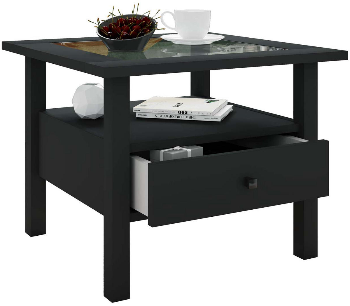 COUCHTISCH 1 Schublade 1 Ablage schwarz - Schwarz, Holzwerkstoff (54/54/42cm) - ebuy24
