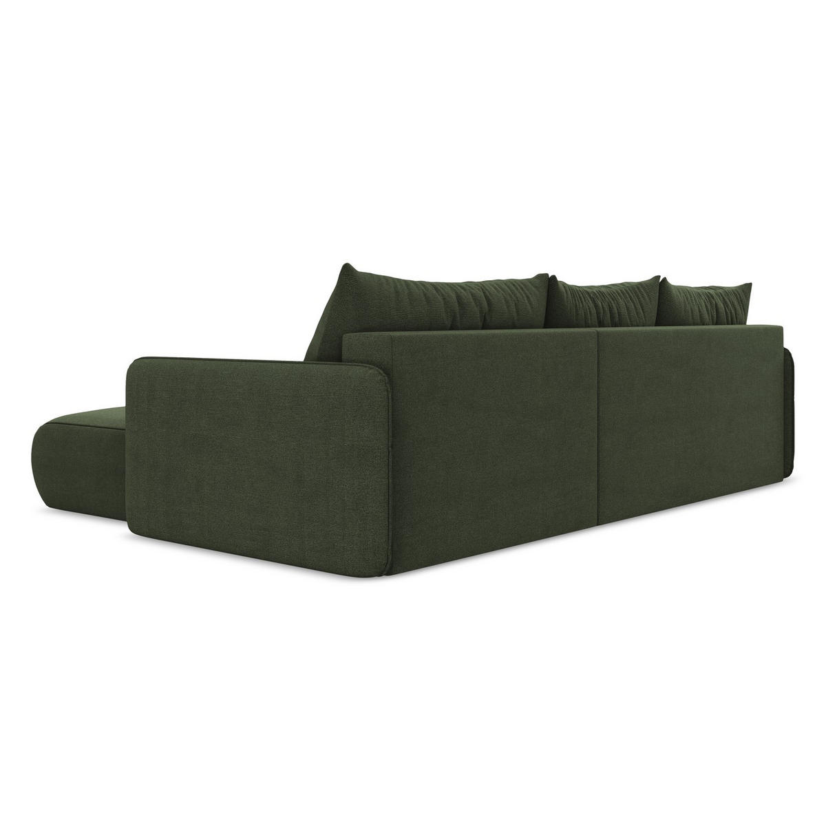 ECKSOFA mit Schlaffunktion Strukturstoff Stoff Grün - Schwarz/Olivgrün, Kunststoff/Textil (240/148cm) - LaMiaSofa