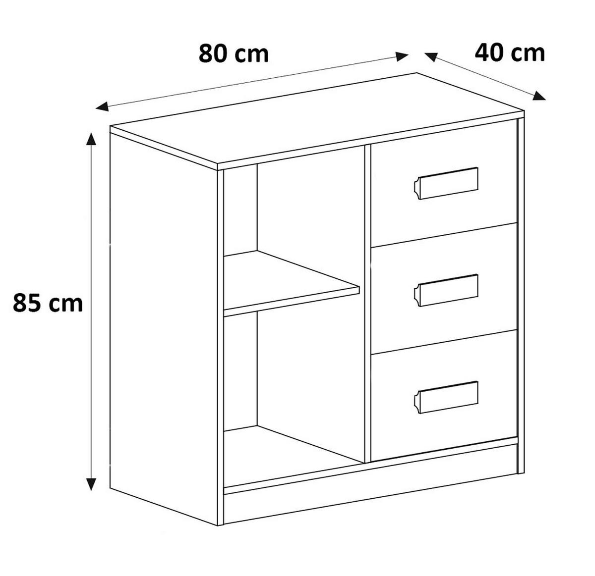 KOMMODE Git anthrazit / weiß 80 / 40 / 85cm - Anthrazit/Weiß, Holz/Holzwerkstoff (80/85/40cm) - Feldmann-Wohnen