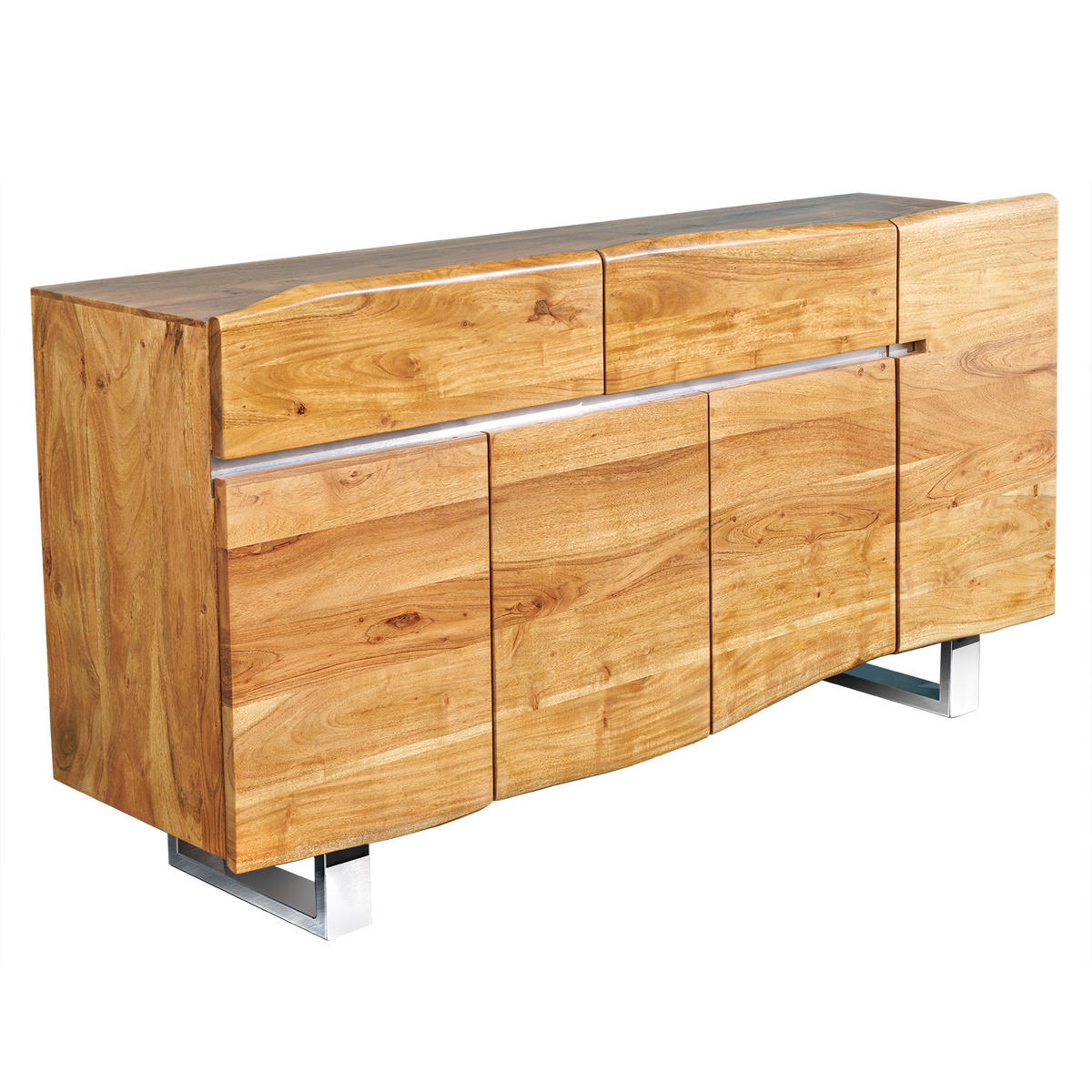 SIDEBOARD MAMMUT Akazie 170cm - Silberfarben/Braun, Holz/Metall (170/89/45cm) - riess-ambiente