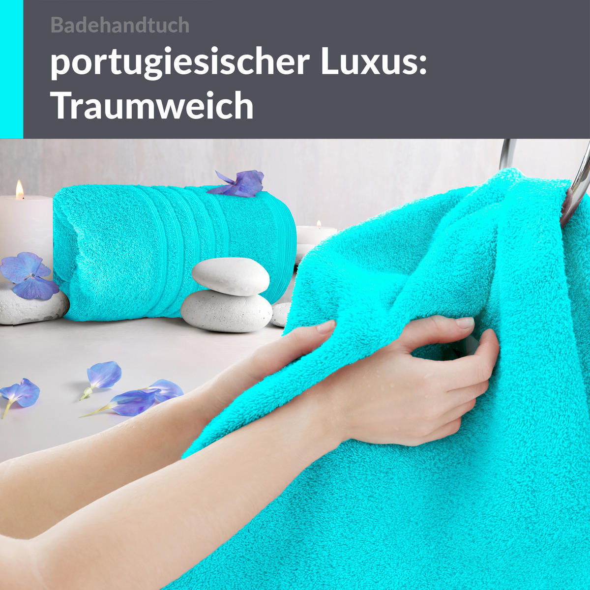 BADETUCH London Lagunen Türkis 2er Set 100x150 - Türkis, Textil (100/150cm) - Lashuma