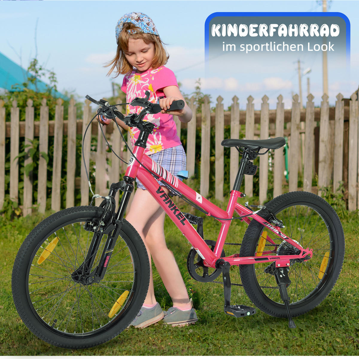 KINDERFAHRRAD 20 Zoll - Rosa mit V-Bremsen und 6-Gang-Schaltung - Stahlrahmen - Rosa, Metall (84cm) - Oxeza