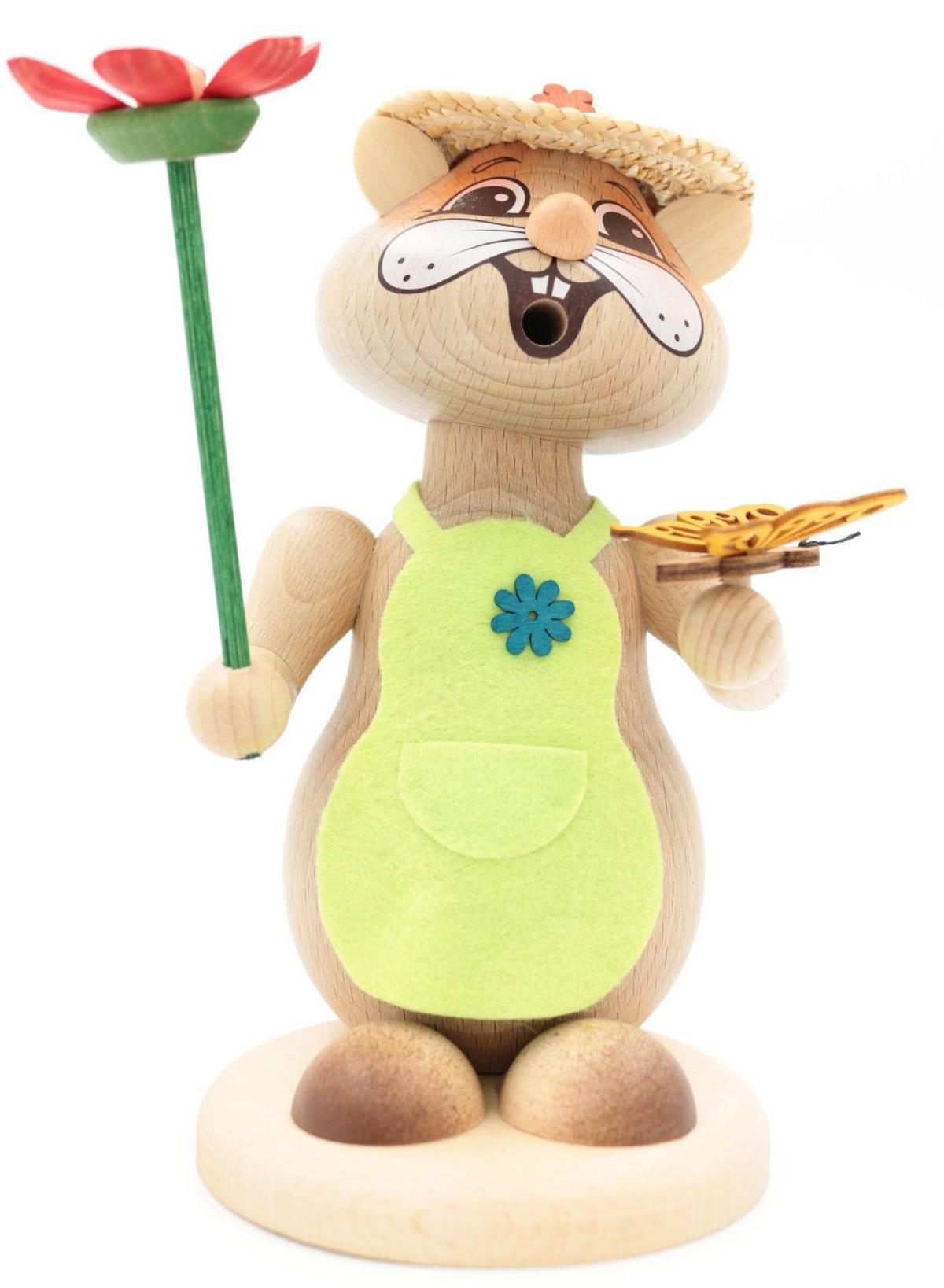 RAUCHFIGUR Hamster Blumenkind 18 cm - Multicolor, Holz (12/18/0.1cm)