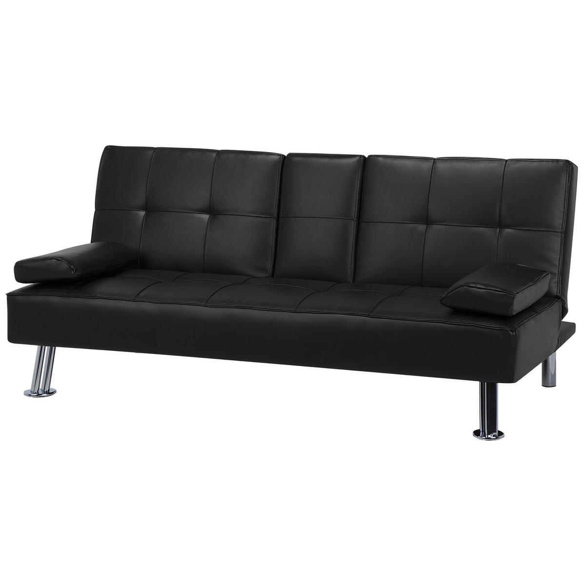 3-SITZER-SCHLAFSOFA Kunstleder Schwarz Roxen - Schwarz, Kunststoff/Textil (168/77/81cm) - Beliani
