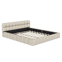 POLSTERBETT 160x200 cm im Bubble-Stil, Lattenrost, Leinen, Beige - Beige, Holz (160/200cm)