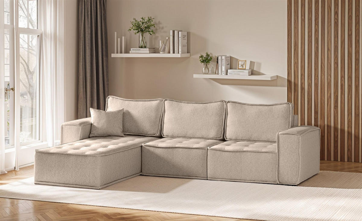 ECKSOFA Sande In Alpine - Hellbraun, Holzwerkstoff/Textil (292/192cm) - Fun Möbel