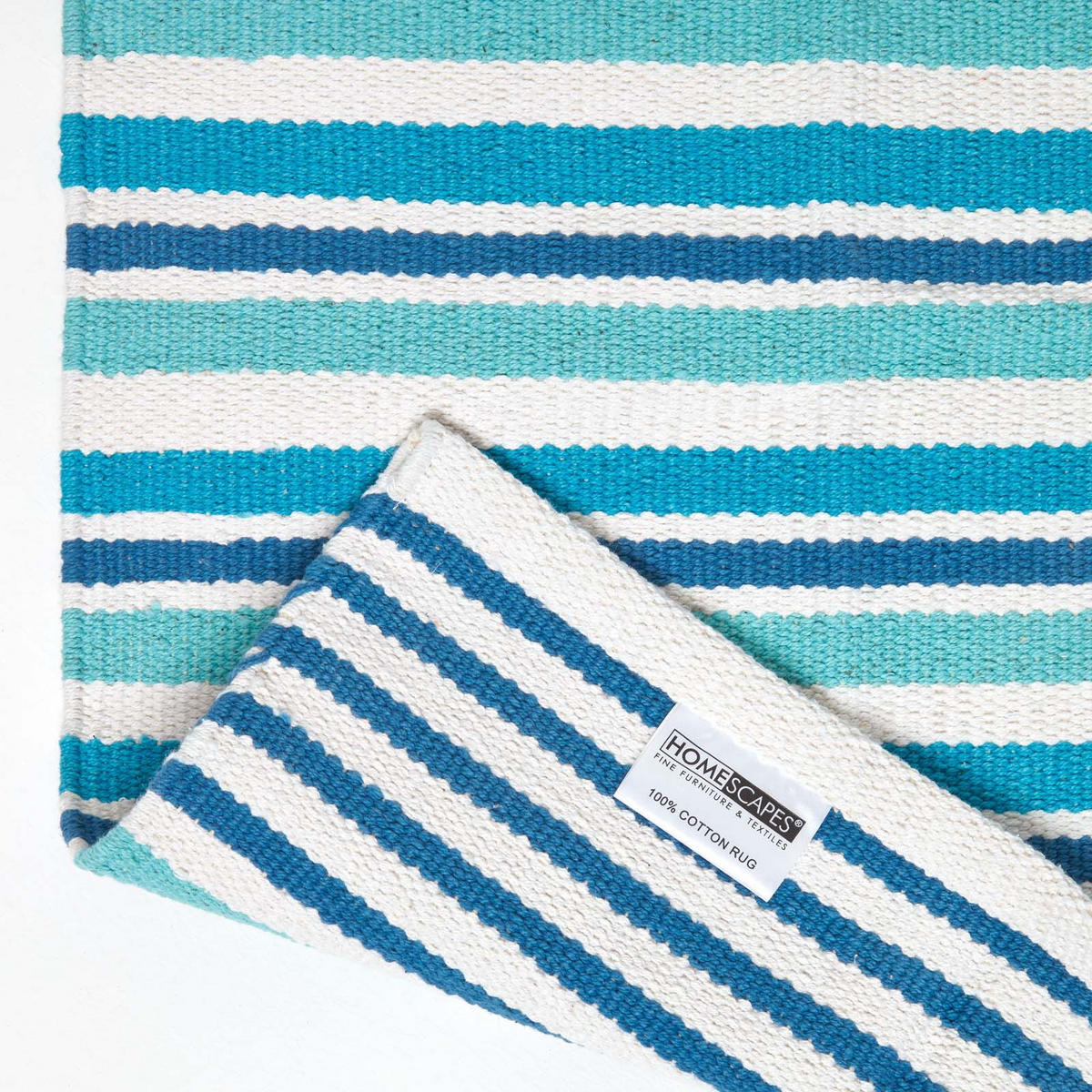 FLACHWEBETEPPICH-LÄUFER Baumwolle gestreift 66/200 cm - Blau, Textil (66/200cm) - Homescapes