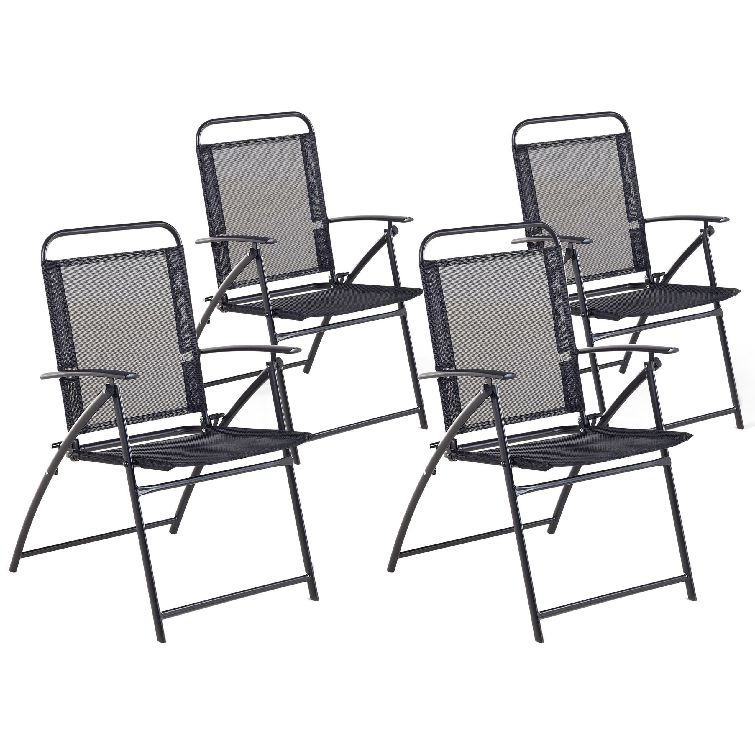 GARTENSTUHL 4er-Set Stahl schwarz Livo - Schwarz, Metall (48/90/66cm) - Beliani